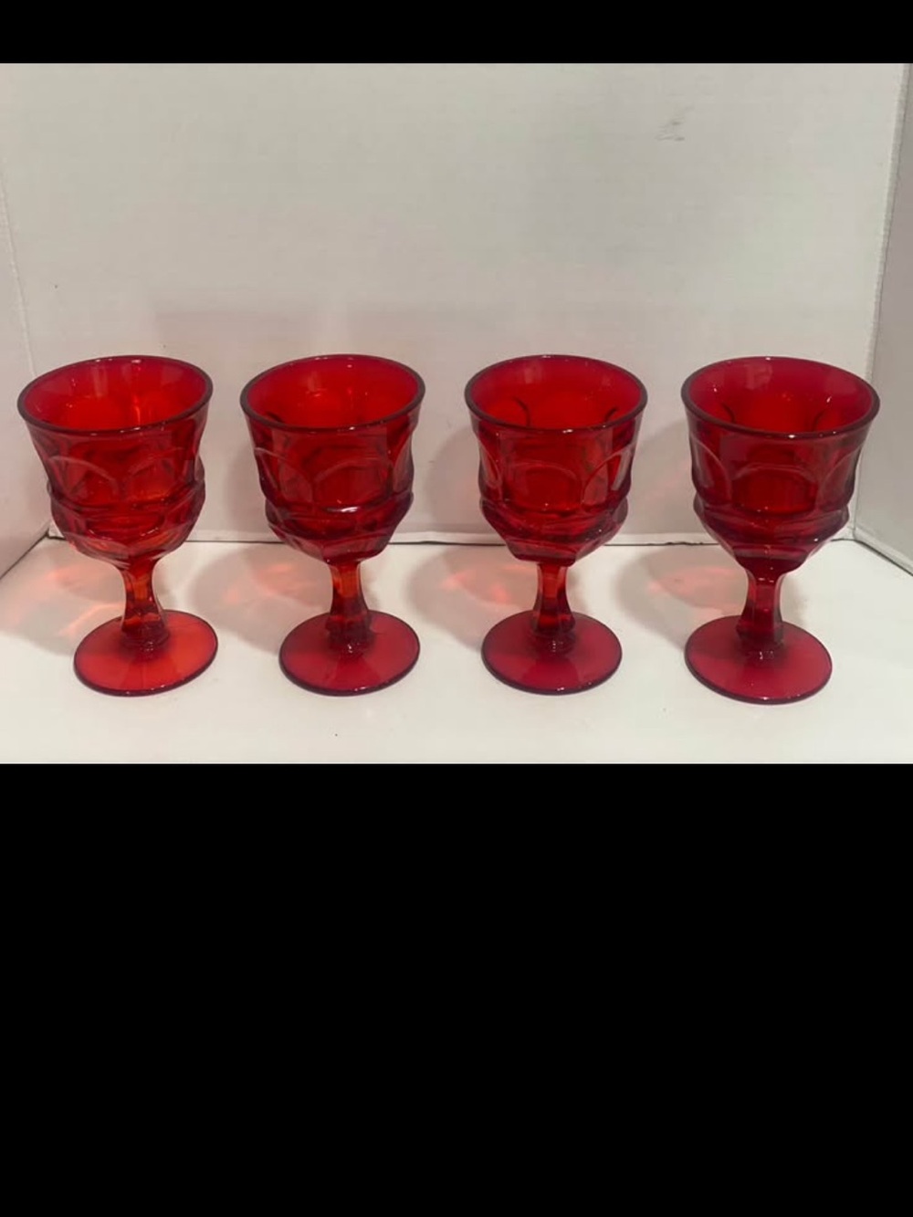 Fostoria Argus Ruby Red Henry Ford Museum Wine Glass - set of 4